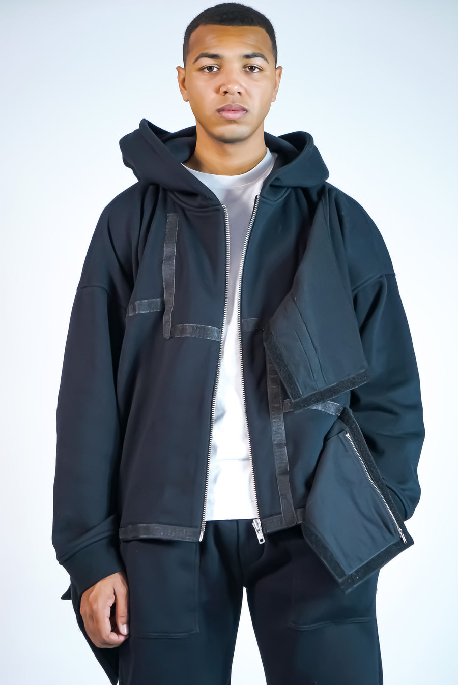 MONISM COLLECTION HOODIE ZIPPED UTILITY BLACK 3