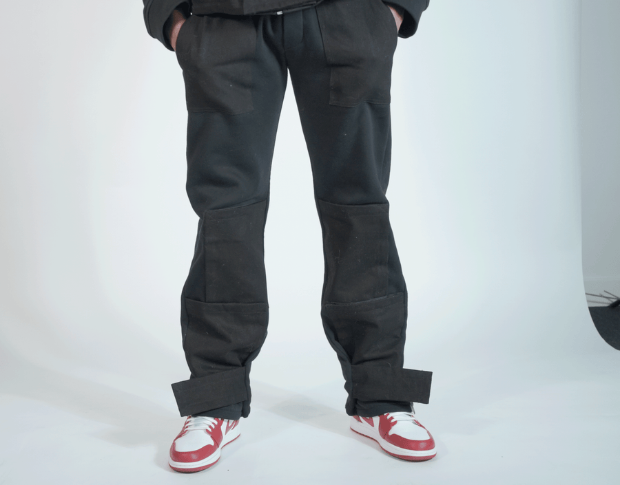 STRAPPED PANTS UTILITY - BLACK DENIM