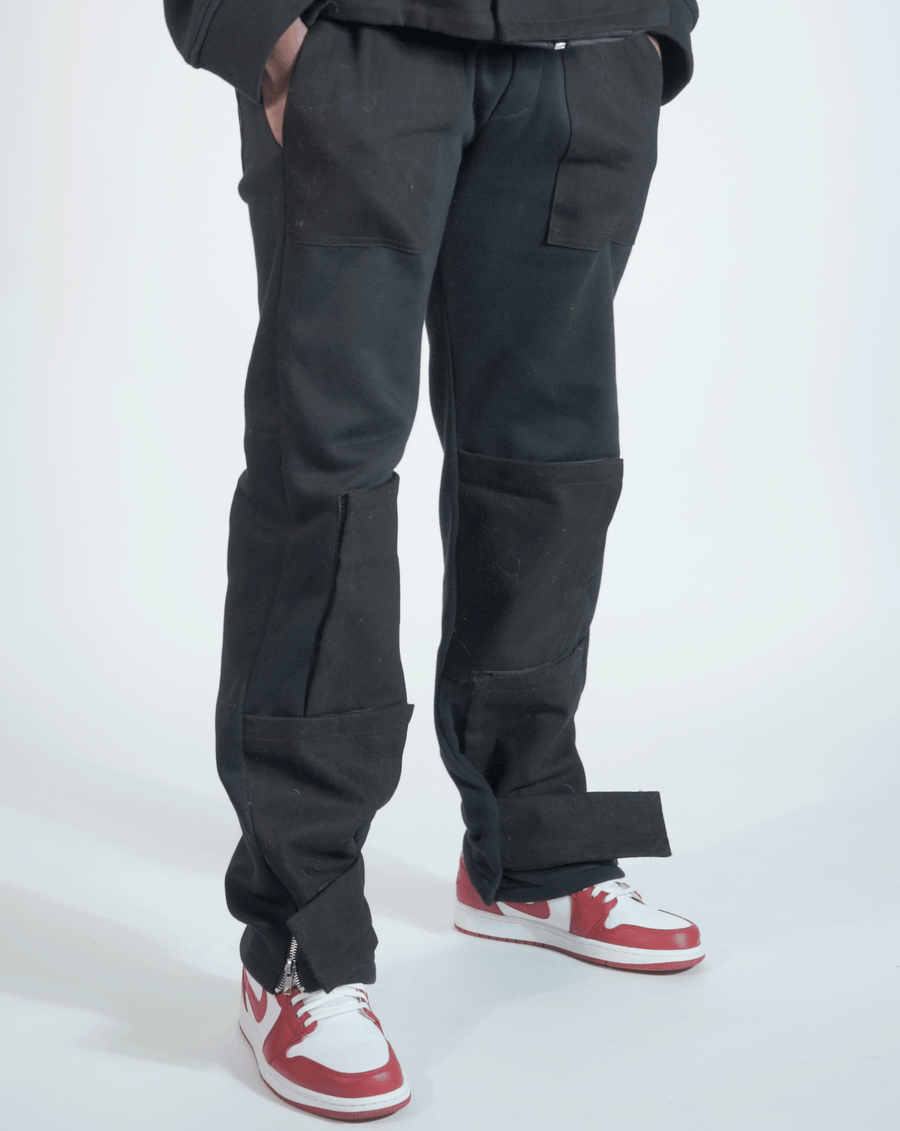 STRAPPED PANTS UTILITY - BLACK DENIM