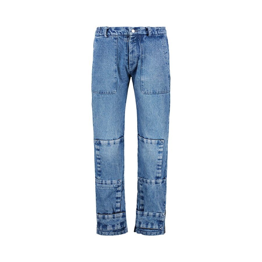 UTILITY STRAPPED PANTS - BLUE DENIM W/O MONISM COLLECTION